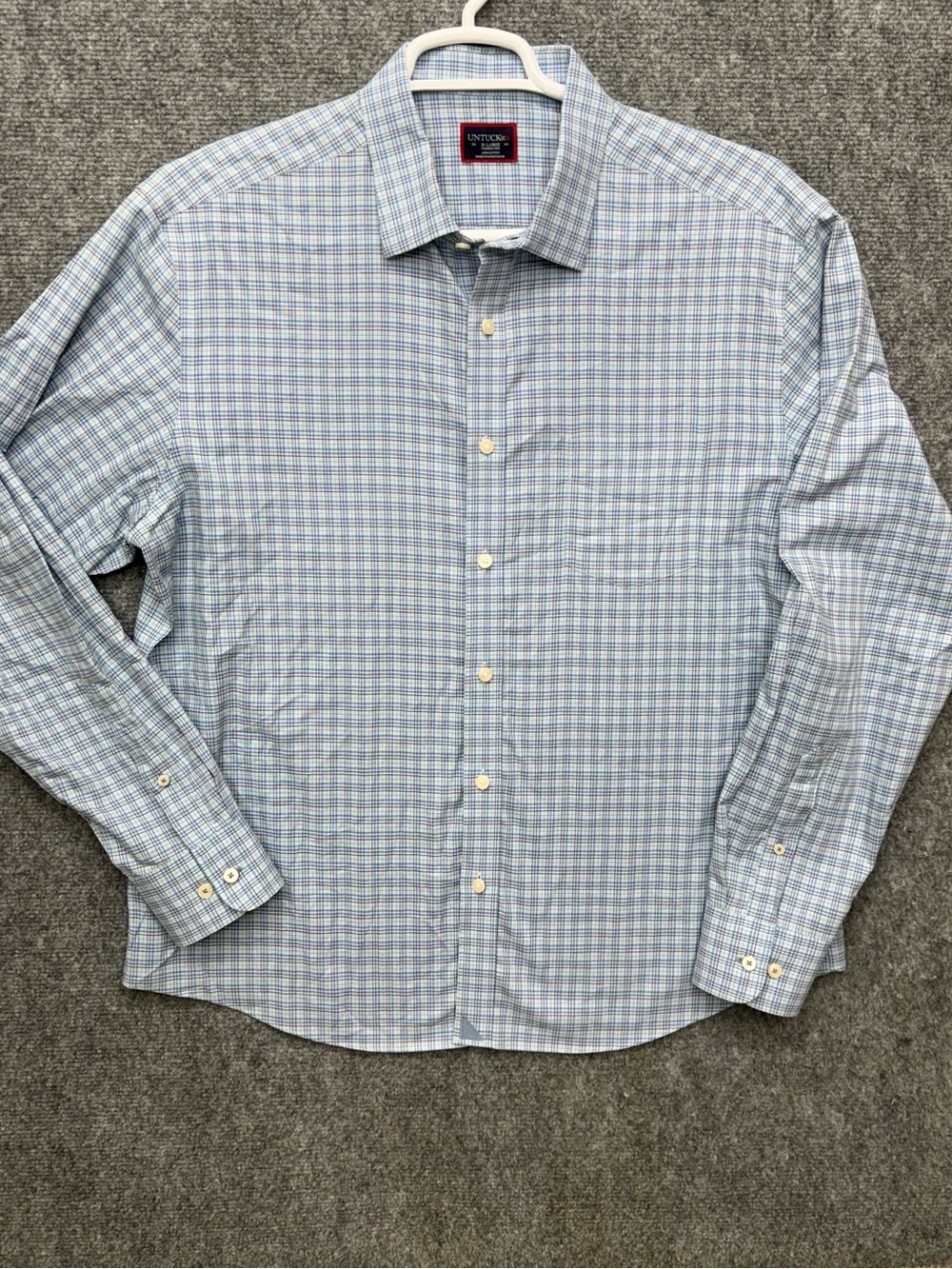 UNTUCKit button up long sleeve shirt Men's size XL Blue Plaid